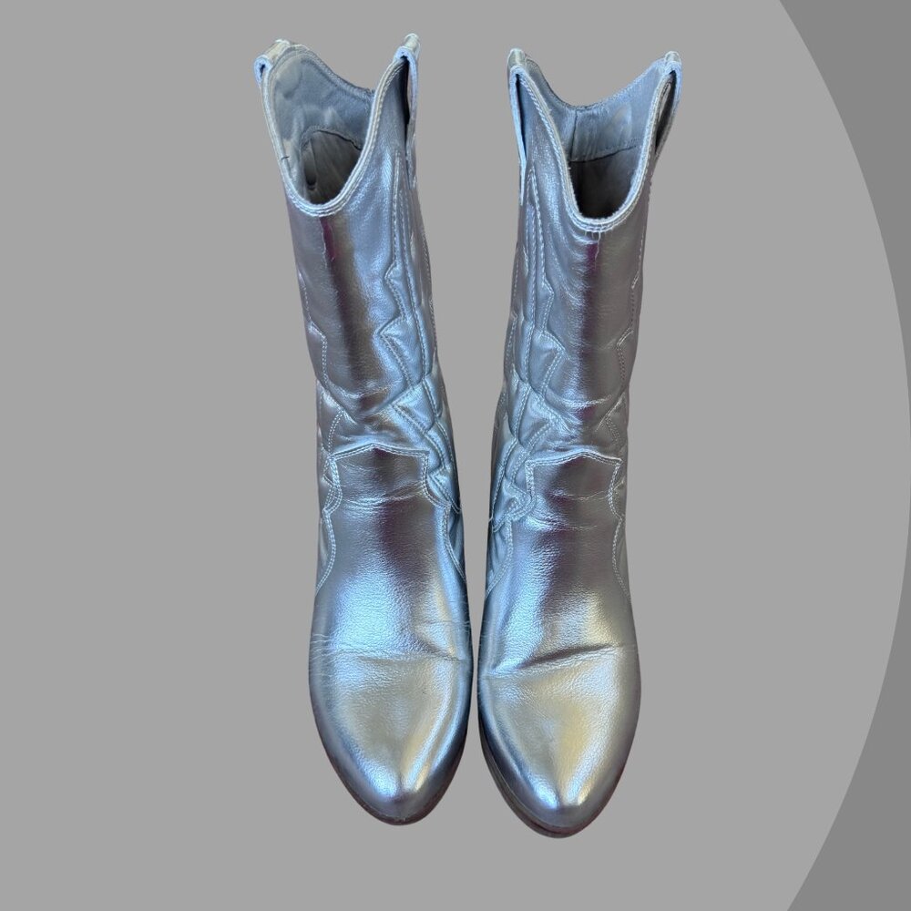 MIA Womens Metallic Heeled Western Cowboy Boots, Size 7